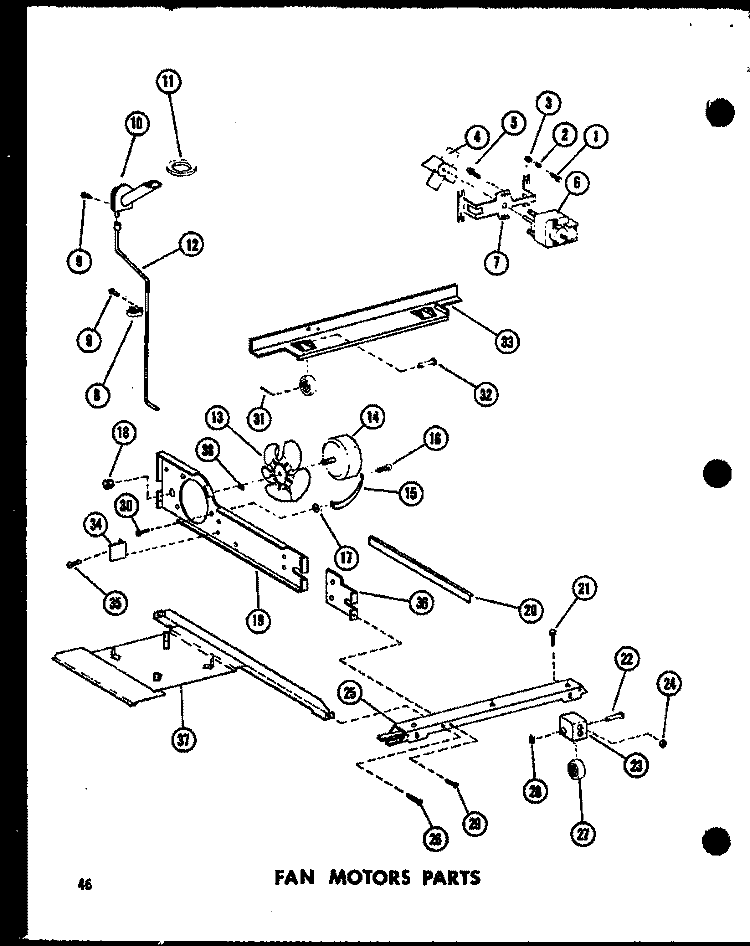 FAN MOTORS PARTS Diagram and Parts List for TD23D P7350026W Amana Refrigerator