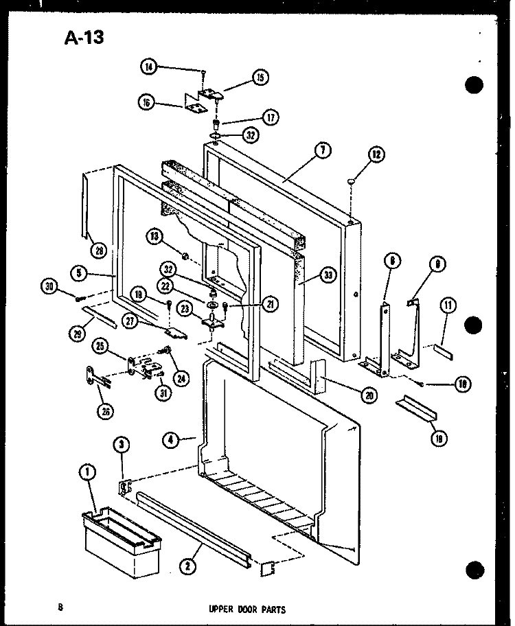 UPPER DOOR PARTS Diagram and Parts List for TC18F-G P7528805W G Amana Refrigerator
