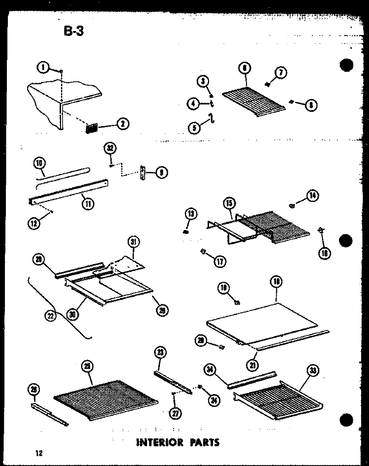 INTERIOR PARTS Diagram and Parts List for TC18F-G P7528805W G Amana Refrigerator