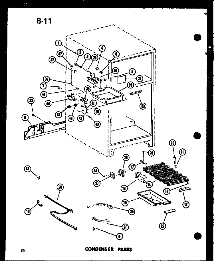 CONDENSER PARTS Diagram and Parts List for TC18F-G P7528805W G Amana Refrigerator