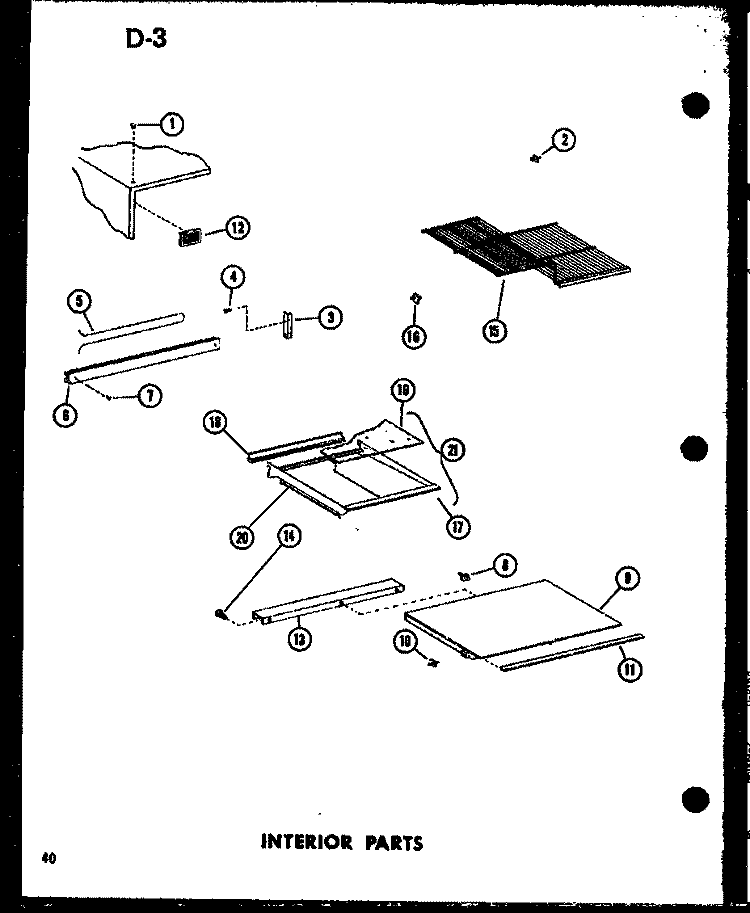 INTERIOR PARTS Diagram and Parts List for TD23FG P7528806W G Amana Refrigerator