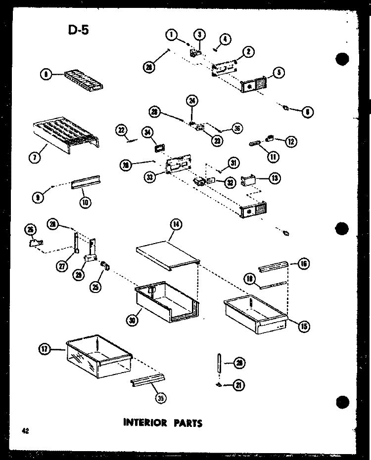 INTERIOR PARTS Diagram and Parts List for TD23FG P7528806W G Amana Refrigerator
