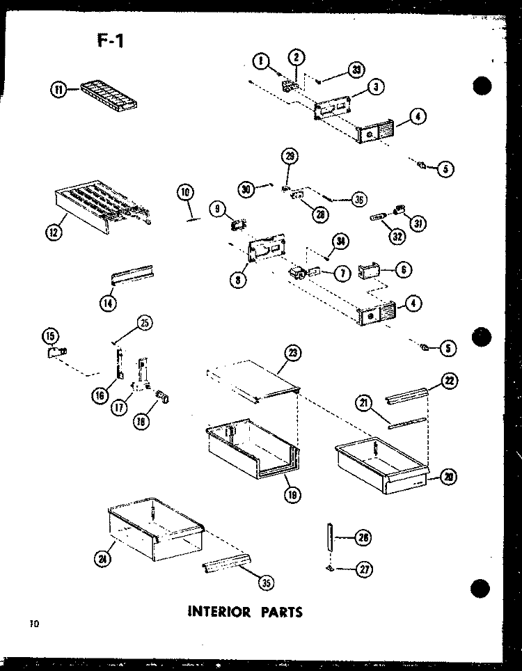 INTERIOR PARTS Diagram and Parts List for TLI20F P7528816W Amana Refrigerator