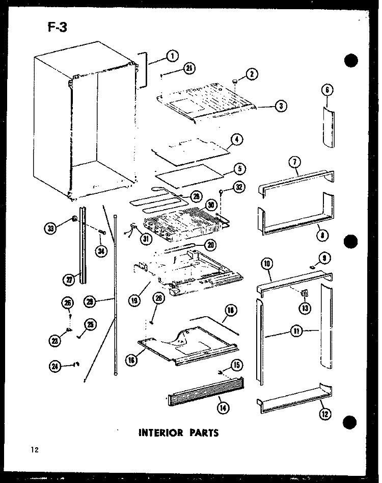 INTERIOR PARTS Diagram and Parts List for TLI20F P7528816W Amana Refrigerator