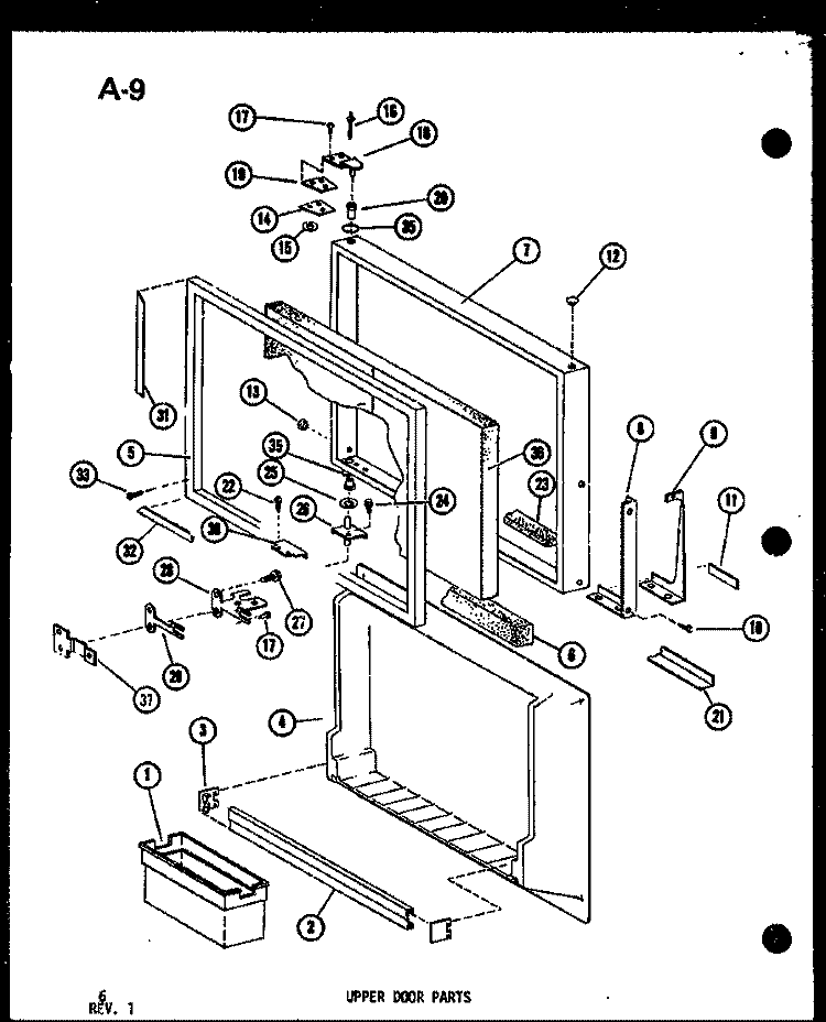 UPPER DOOR PARTS Diagram and Parts List for TSC-18E P7456802W Amana Refrigerator