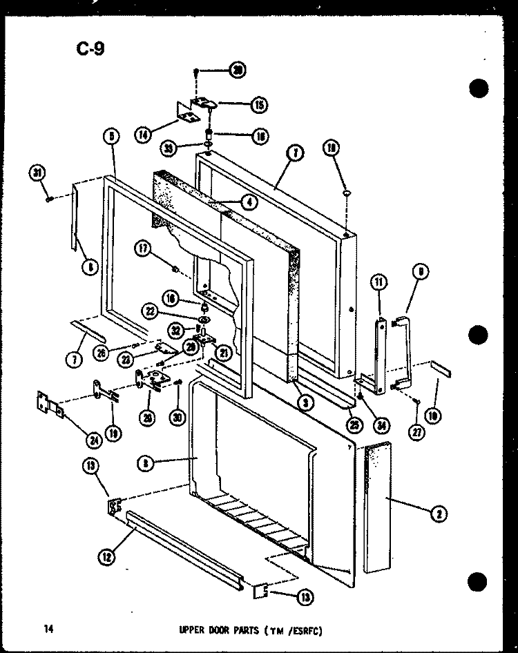 UPPER DOOR PARTS (TM / ESRFC) Diagram and Parts List for TM14FA P7565802W A Amana Refrigerator