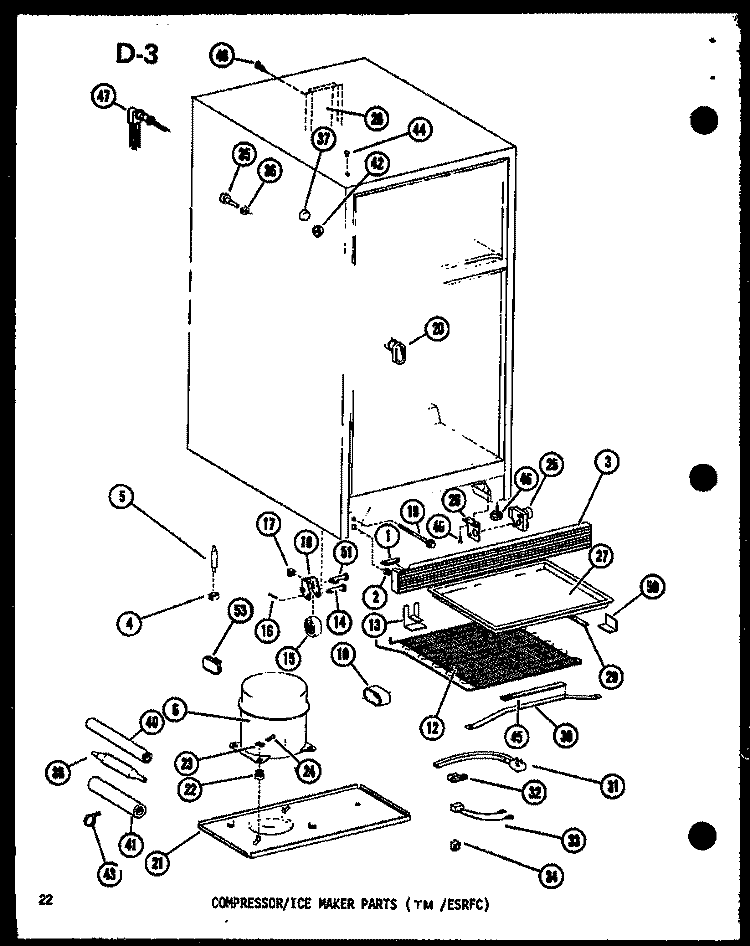 COMPRESSOR / ICE MAKER PARTS (TM / ESRFC) Diagram and Parts List for TM14FA P7565802W A Amana Refrigerator