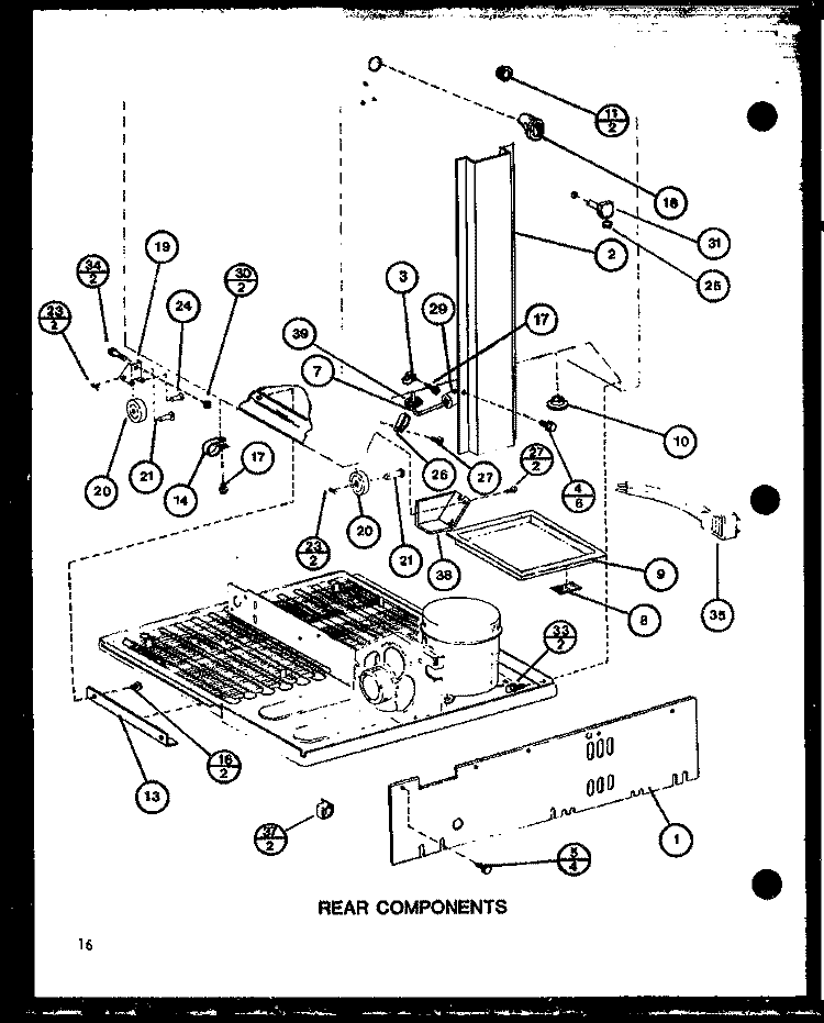 REAR COMPONENTS Diagram and Parts List for BC20J P7680812W Amana Refrigerator