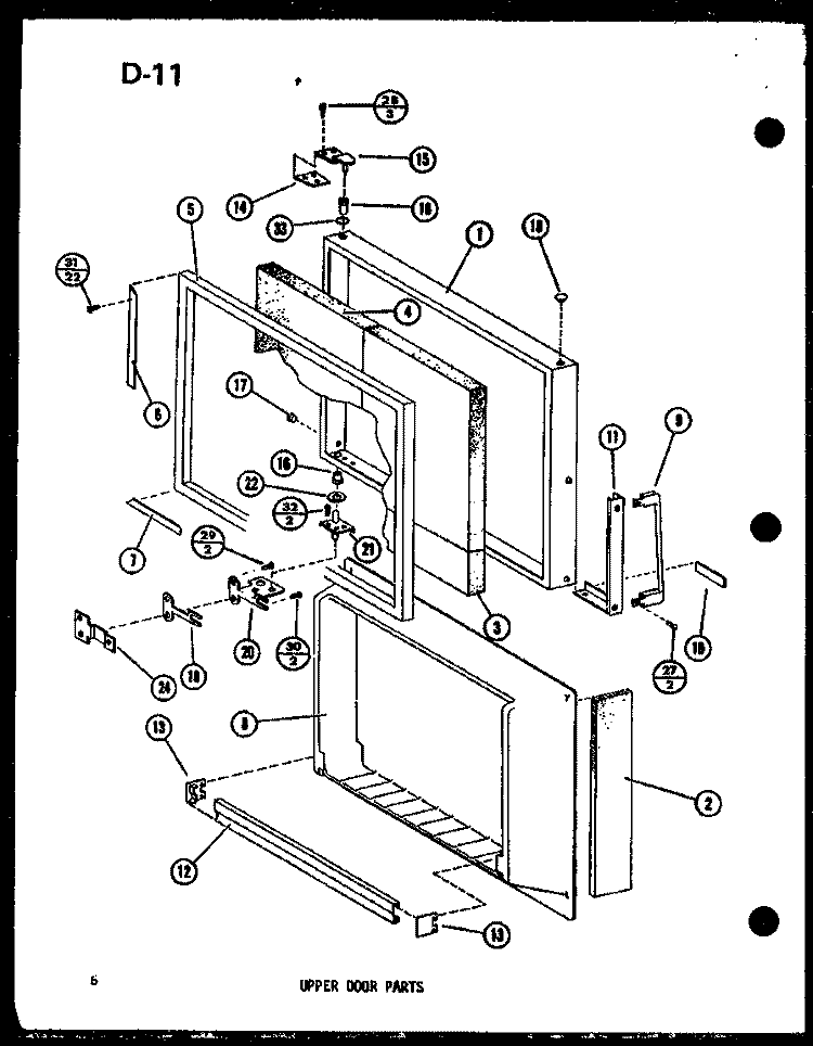 UPPER DOOR PARTS Diagram and Parts List for TM14G P7565808W Amana Refrigerator