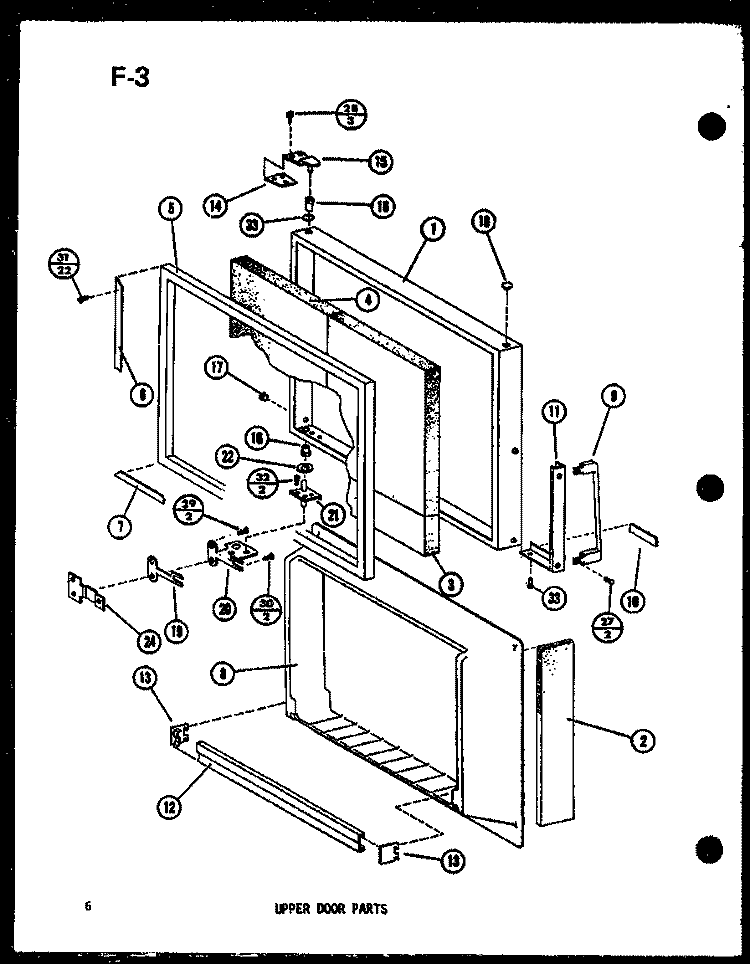 UPPER DOOR PARTS Diagram and Parts List for TM14G-1-G P7565813W G Amana Refrigerator
