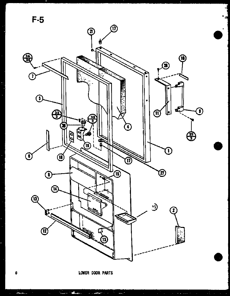 LOWER DOOR PARTS Diagram and Parts List for TM14G-1-G P7565813W G Amana Refrigerator