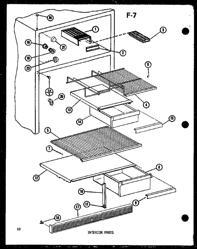 INTERIOR PARTS Diagram and Parts List for TM14G-1-G P7565813W G Amana Refrigerator