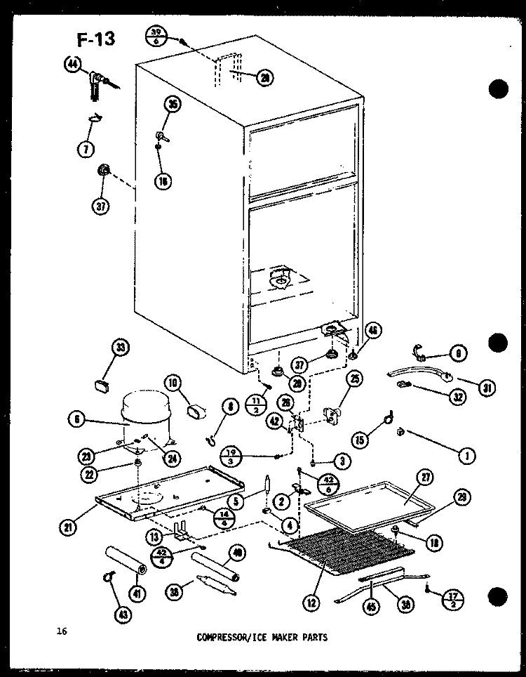 COMPRESSOR / ICE MAKER PARTS Diagram and Parts List for TM14G-1-G P7565813W G Amana Refrigerator