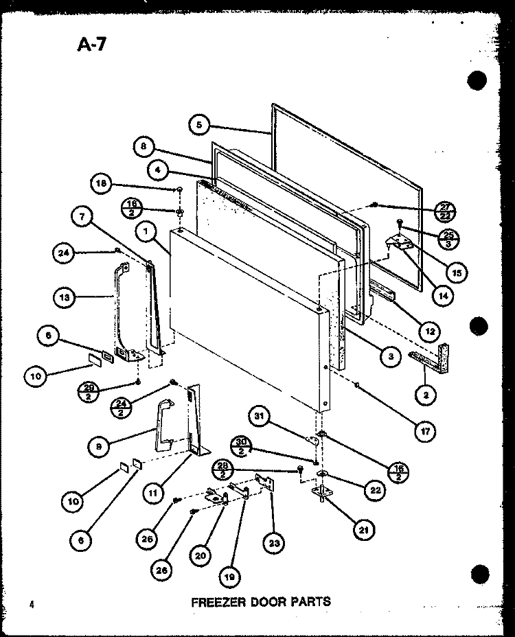 FZ DOOR PARTS Diagram and Parts List for TM16G P7553507W Amana Refrigerator