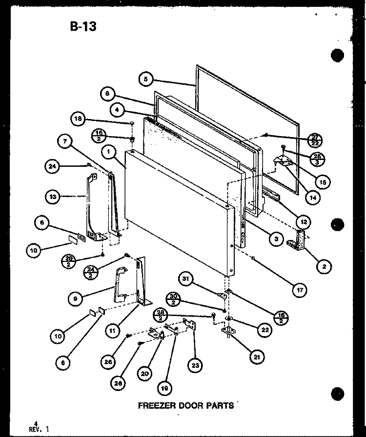 FZ DOOR PARTS Diagram and Parts List for TC20G P7553515W Amana Refrigerator
