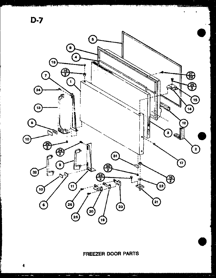 FZ DOOR PARTS Diagram and Parts List for TC18G P7651205W Amana Refrigerator