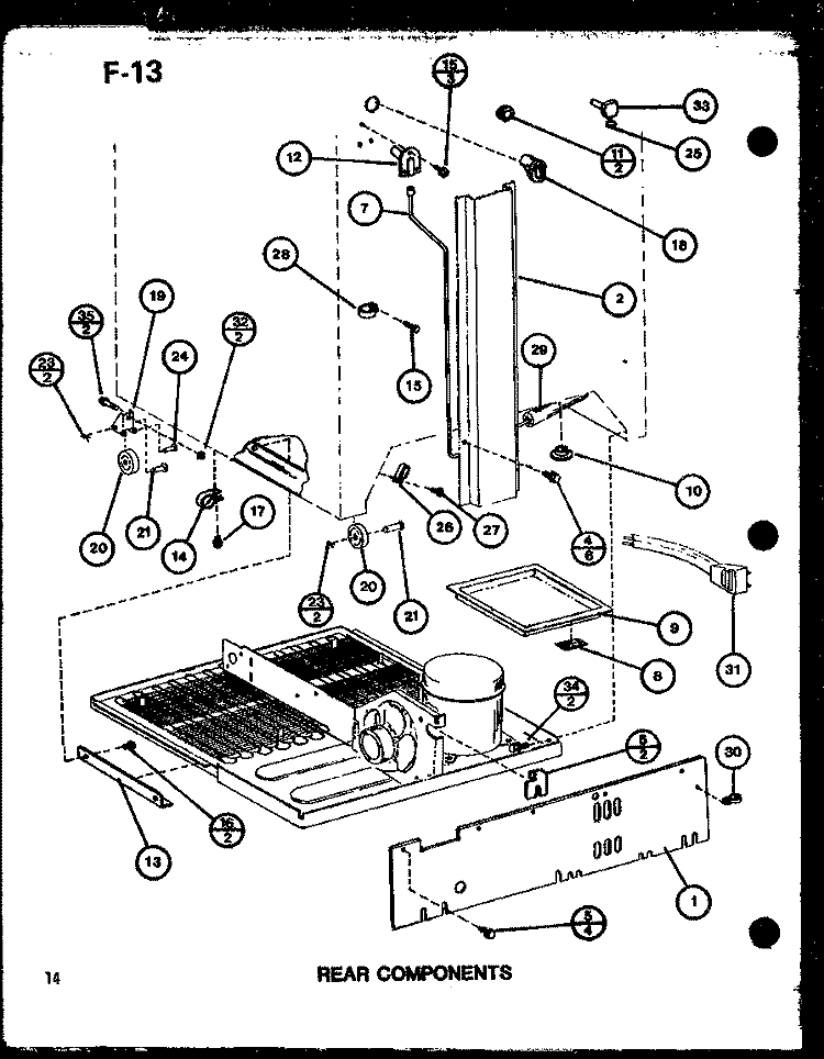 REAR COMPONENTS Diagram and Parts List for TL18G P7651206W Amana Refrigerator