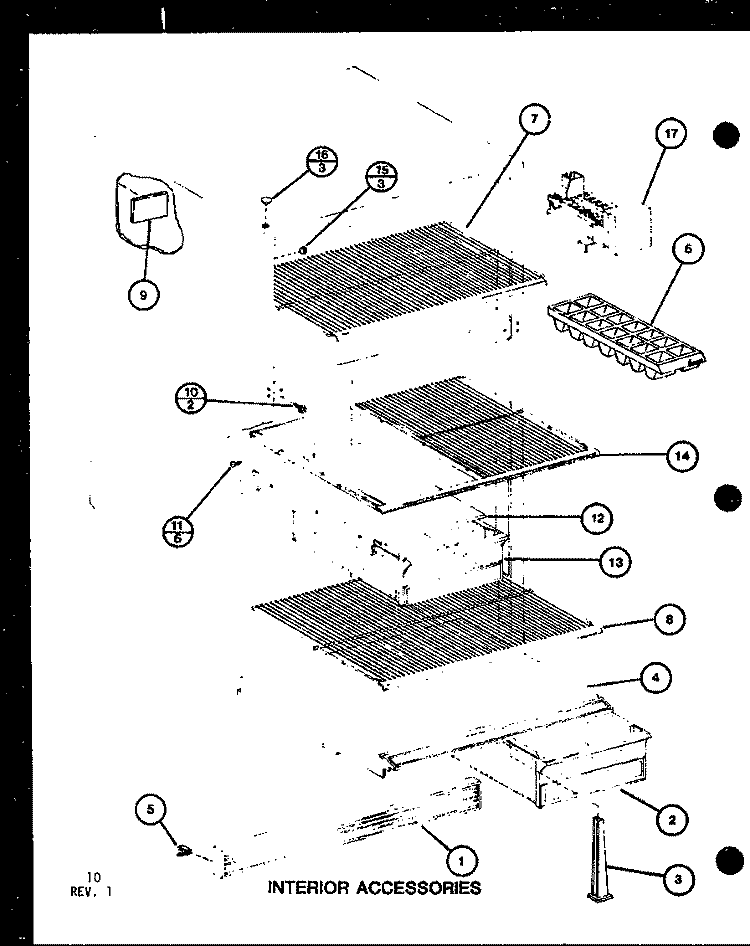 INTERIOR ACCESSORIES Diagram and Parts List for TM16G P7651218W Amana Refrigerator