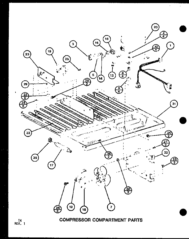 COMPRESSOR COMPARTMENT PARTS Diagram and Parts List for TM16G P7651218W Amana Refrigerator