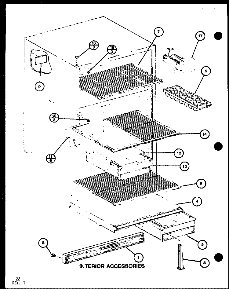 INTERIOR ACCESSORIES Diagram and Parts List for TM18G P7651216W Amana Refrigerator