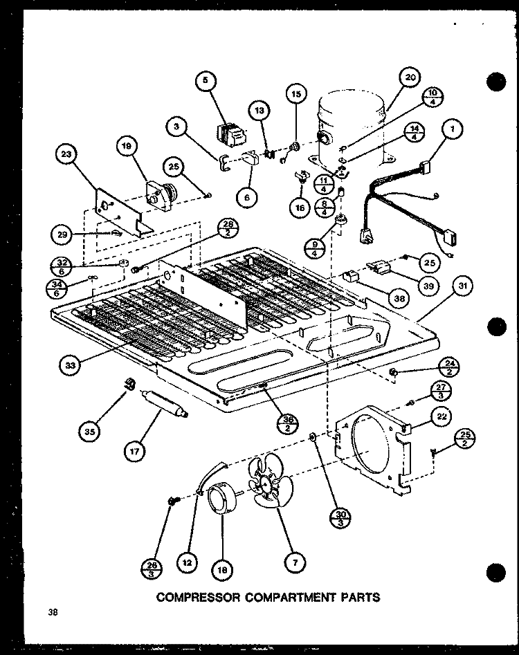 COMPRESSOR COMPARTMENT PARTS Diagram and Parts List for TM20G P7651220W Amana Refrigerator