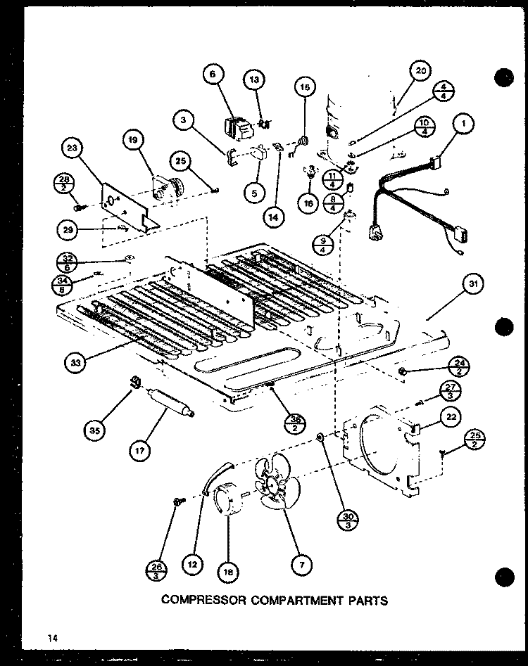 COMPRESSOR COMPARTMENT PARTS Diagram and Parts List for TL18H P7711020W Amana Refrigerator