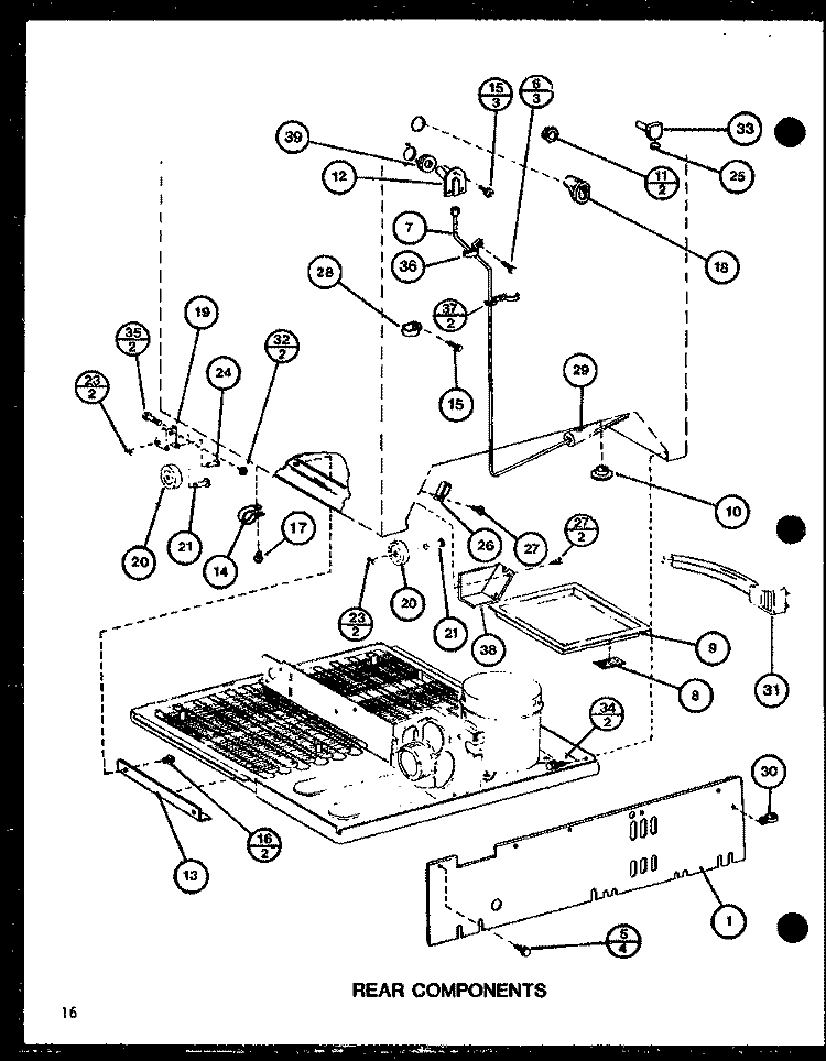 REAR COMPONENTS Diagram and Parts List for TL18H P7711020W Amana Refrigerator