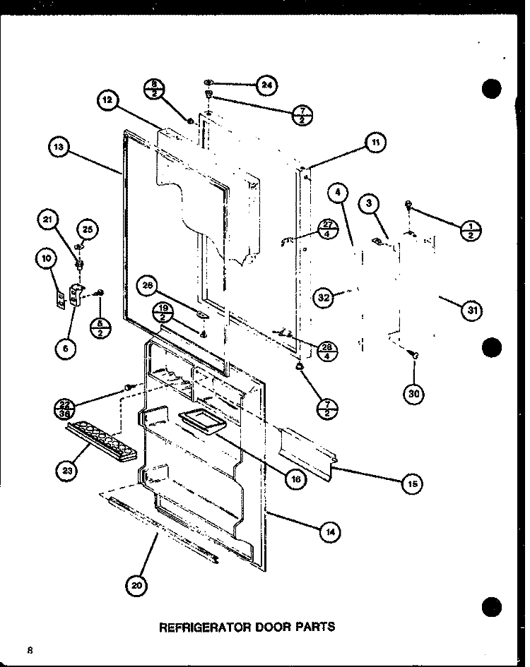 REF DOOR PARTS Diagram and Parts List for TRG16J P7739016W Amana Refrigerator