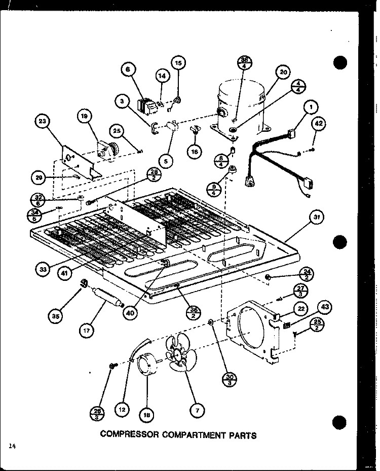 COMPRESSOR COMPARTMENT PARTS Diagram and Parts List for TRG16J P7739016W Amana Refrigerator