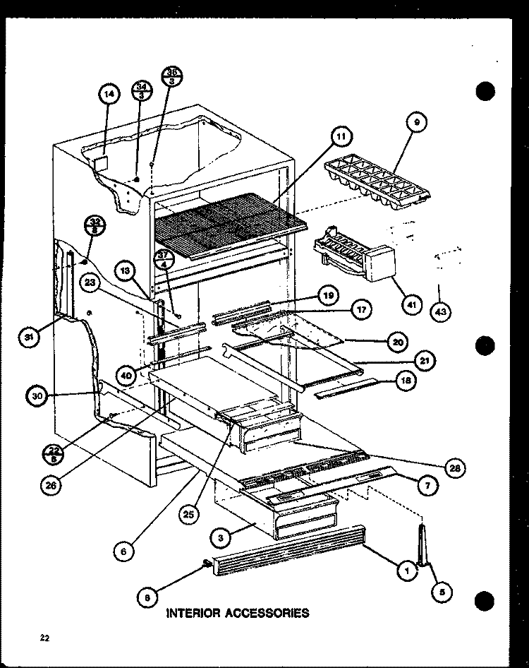 INTERIOR ACCESSORIES Diagram and Parts List for TRG18J P7739017W Amana Refrigerator