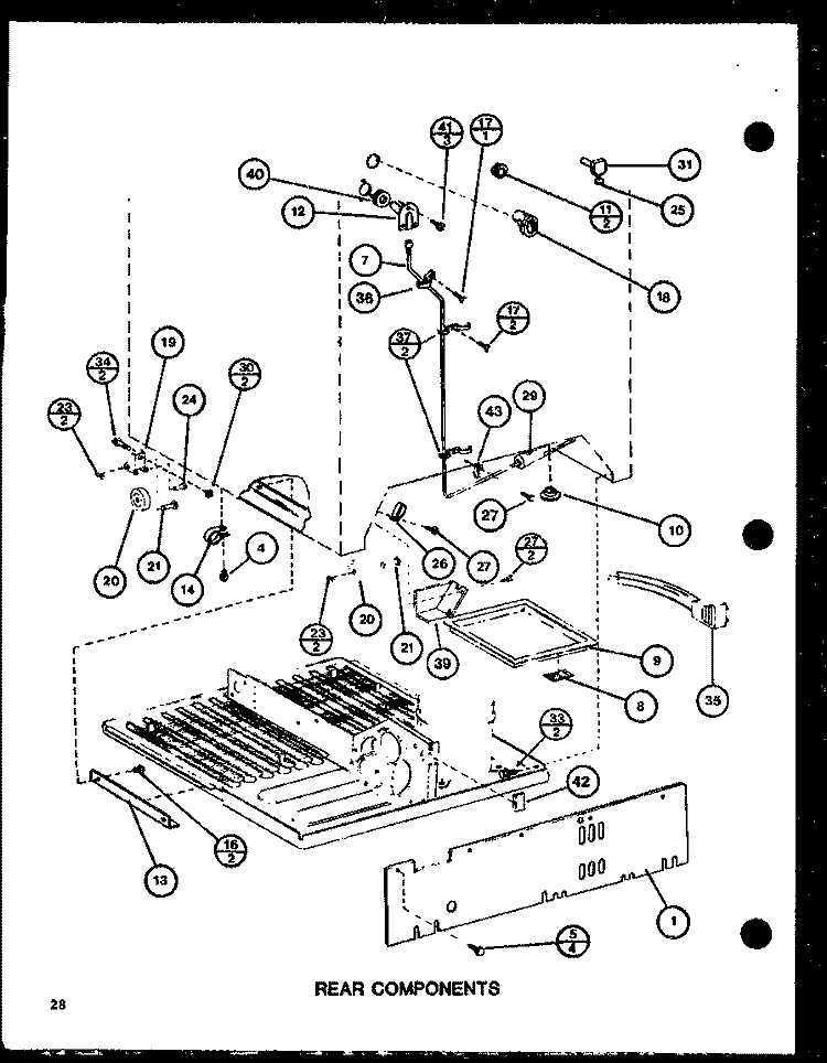 REAR COMPONENTS Diagram and Parts List for TRG18J P7739017W Amana Refrigerator
