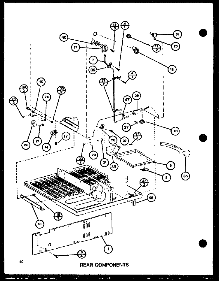 REAR COMPONENTS Diagram and Parts List for TRG20J P7739018W Amana Refrigerator