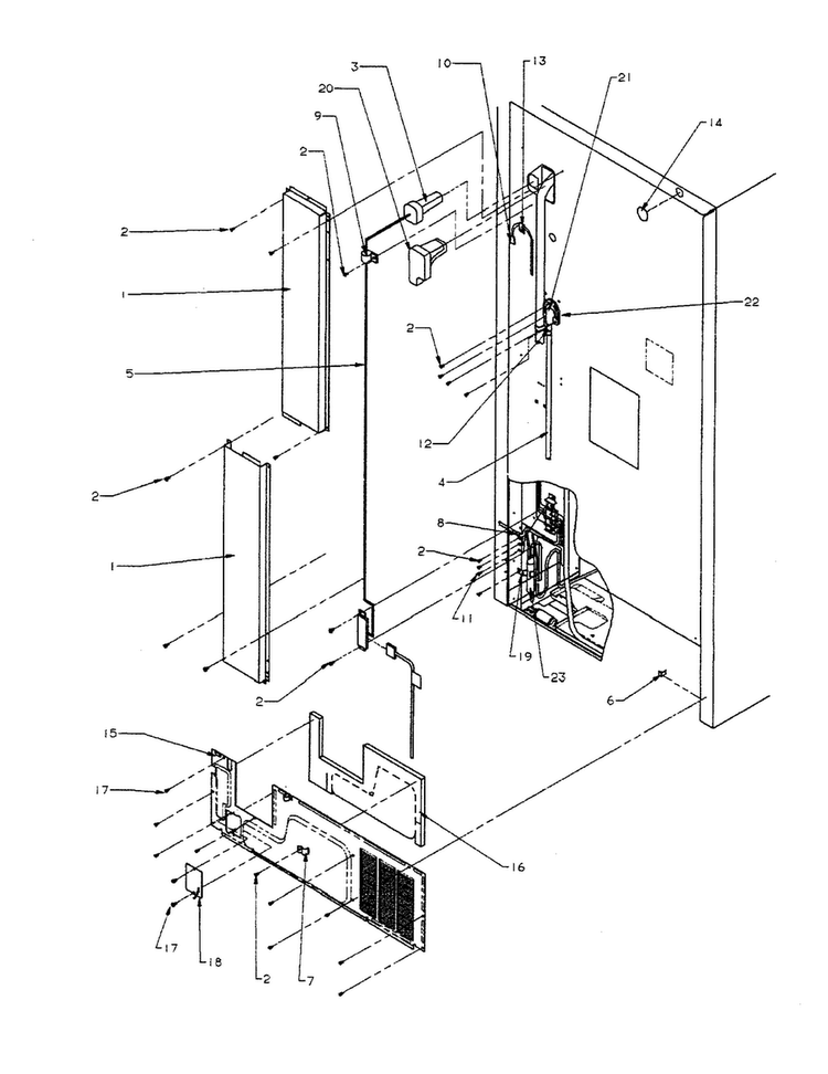 Cabinet Back Diagram and Parts List for TA18R3-P1181705WW  Amana Refrigerator