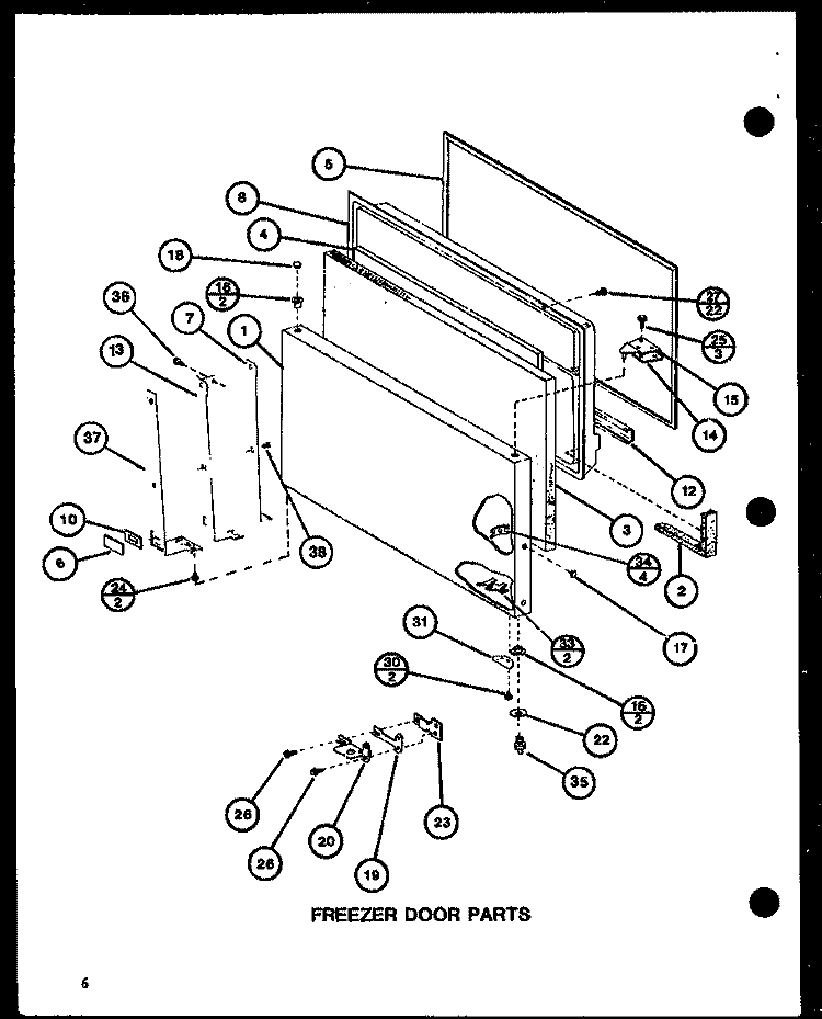 FZ DOOR PARTS Diagram and Parts List for TL18J P7739006W Amana Refrigerator