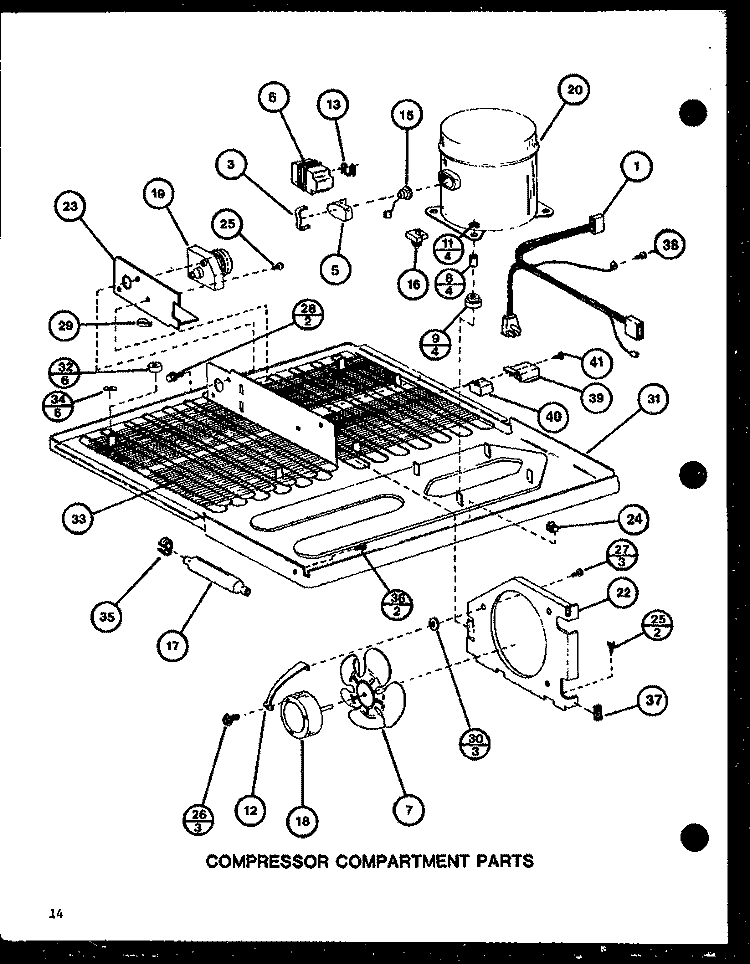 COMPRESSOR COMPARTMENT PARTS Diagram and Parts List for TLI18J P7739006W Amana Refrigerator
