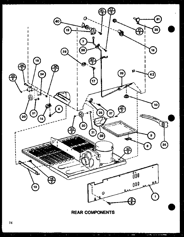 REAR COMPONENTS Diagram and Parts List for TLI18J P7739006W Amana Refrigerator