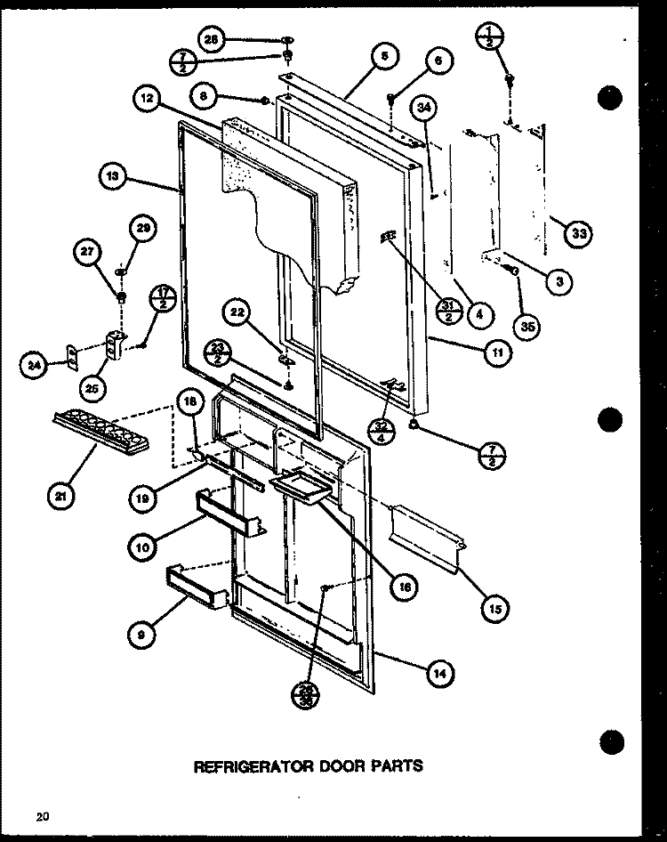 REF DOOR PARTS Diagram and Parts List for TLI20J P7739012W Amana Refrigerator