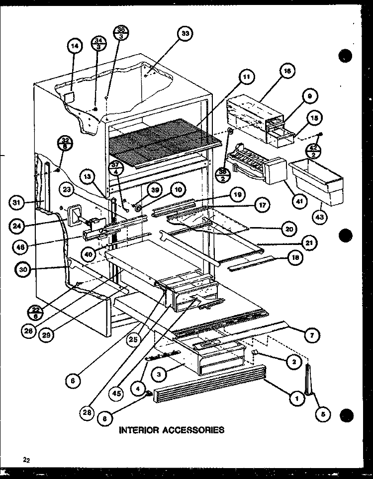 INTERIOR ACCESSORIES Diagram and Parts List for TLI20J P7739012W Amana Refrigerator