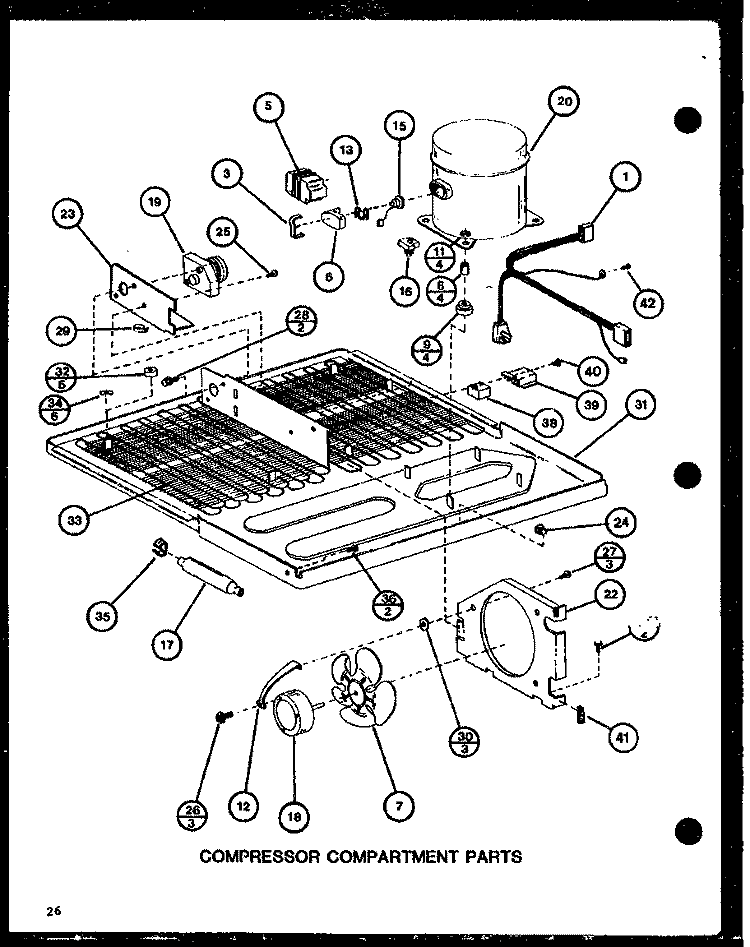 COMPRESSOR COMPARTMENT PARTS Diagram and Parts List for TLI20J P7739012W Amana Refrigerator