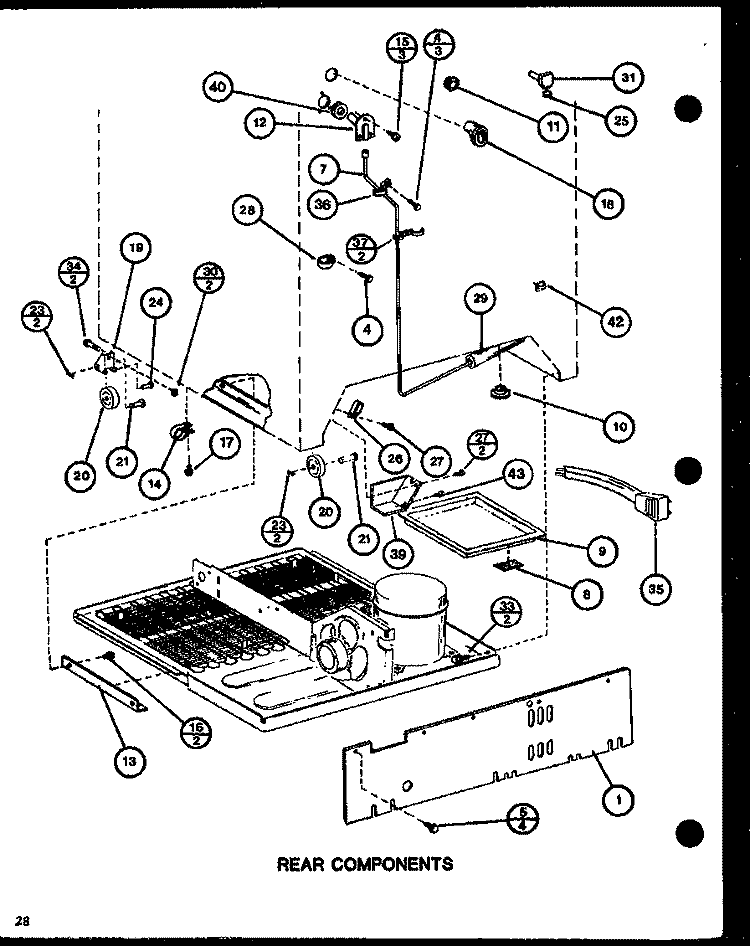 REAR COMPONENTS Diagram and Parts List for TLI20J P7739012W Amana Refrigerator