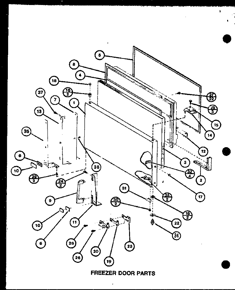 FZ DOOR PARTS Diagram and Parts List for TM16J P7739001W Amana Refrigerator