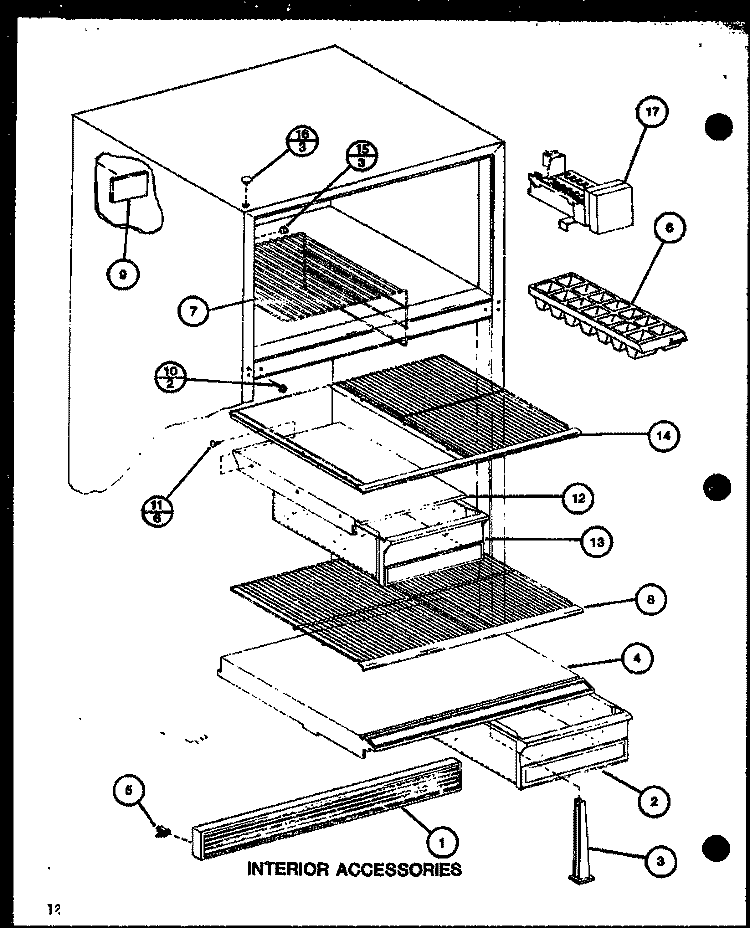 INTERIOR ACCESSORIES Diagram and Parts List for TM16J P7739001W Amana Refrigerator
