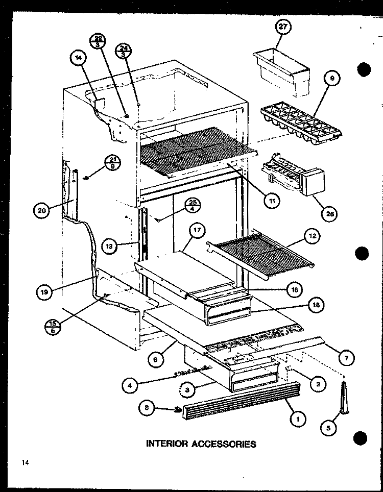 INTERIOR ACCESSORIES Diagram and Parts List for TR16J P7739002W Amana Refrigerator