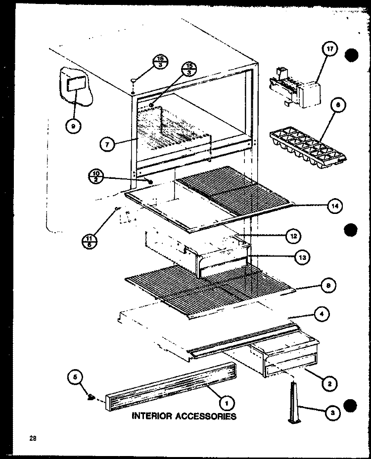 INTERIOR ACCESSORIES Diagram and Parts List for TM18J P7739003W Amana Refrigerator