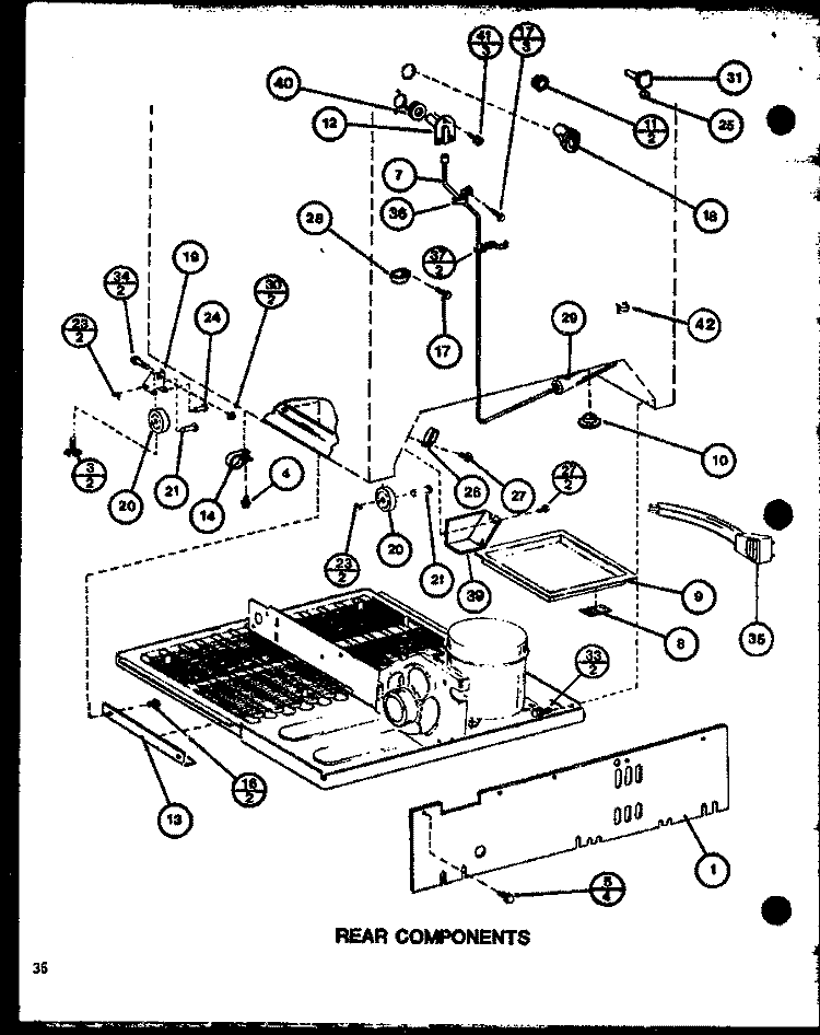 REAR COMPONENTS Diagram and Parts List for TC18J P7739005W Amana Refrigerator