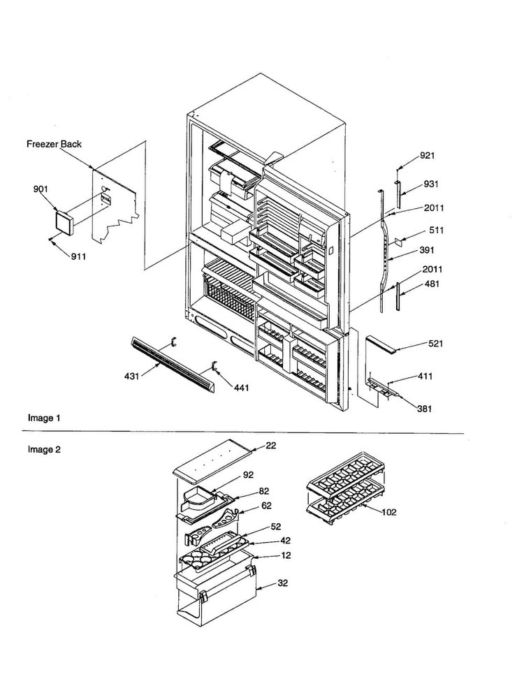 Door Handles And Accessories Diagram and Parts List for BC21VL-P1325004WL  Amana Refrigerator