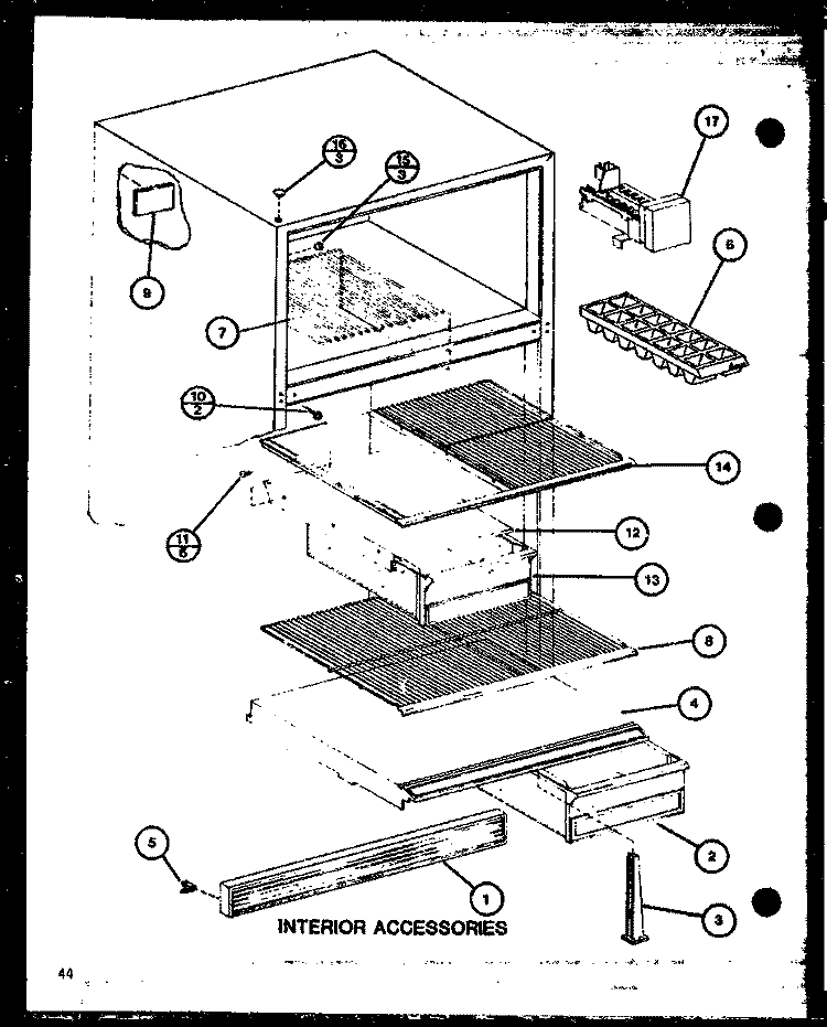 INTERIOR ACCESSORIES Diagram and Parts List for TM20J P7739008W Amana Refrigerator