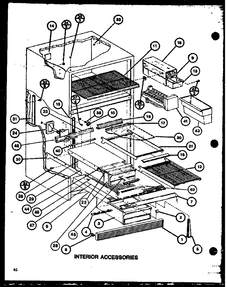 INTERIOR ACCESSORIES Diagram and Parts List for TC20J P7739010W Amana Refrigerator