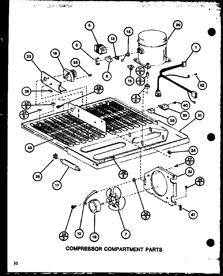 COMPRESSOR COMPARTMENT PARTS Diagram and Parts List for TC20J P7739010W Amana Refrigerator