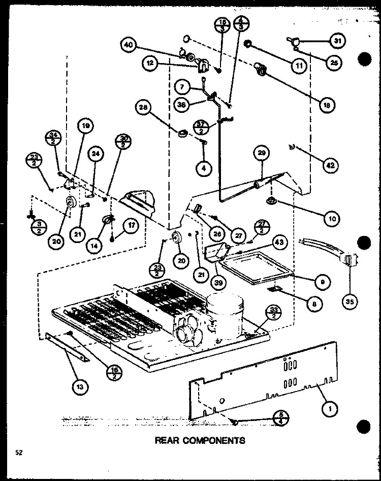 REAR COMPONENTS Diagram and Parts List for TC20J P7739010W Amana Refrigerator